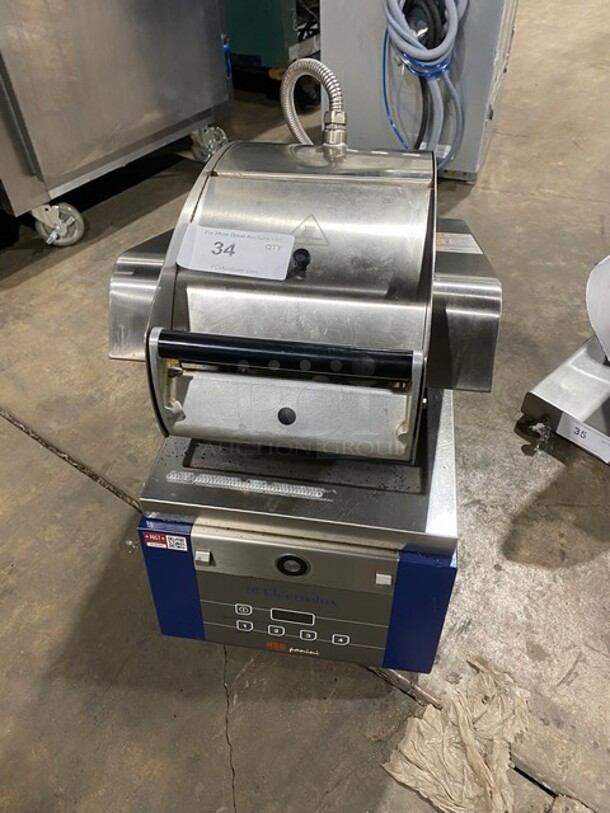2017 Electrolux Commercial Countertop Electric Powered Panini Flat Press! With Digital Controls! Stainless Steel Body! Model: HSPPA1 SN: 64210021 208V 60HZ 1 Phase