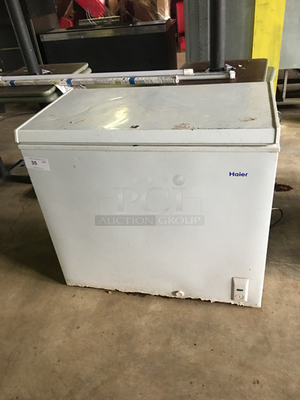 Haier White Commercial Chest Freezer/ Cooler! Model: IICM071PA SN: B300GJE5600WTDCR2117 115V 60HZ