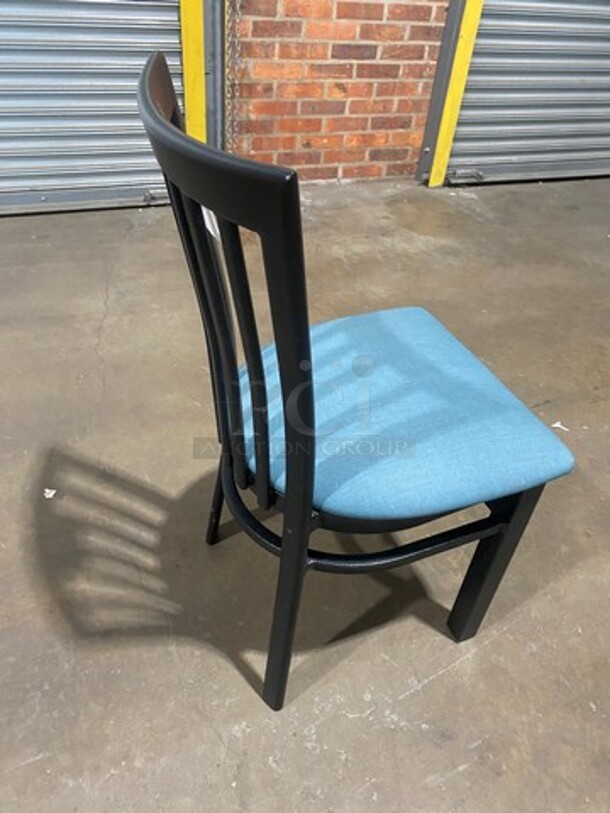 NICE! Light Blue Cushioned Chair! With Black Body! Metal Body! 8x your Bid! - Image 4 of 6
