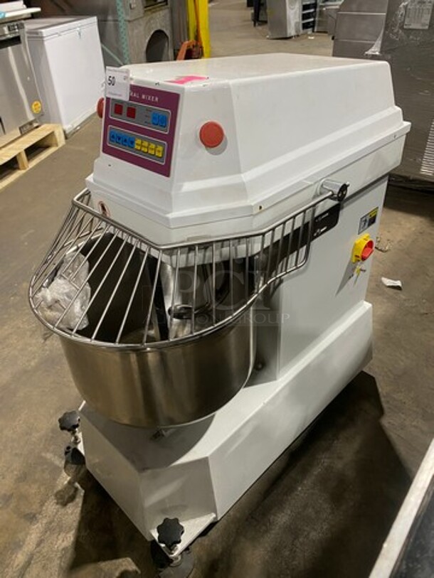 WOW! Two Thousand Commercial Floor Style Spiral Dough Mixer! With Spiral Hook Attachment! Stainless Steel Mixing Bowl And Bowl Guard! Model: HS40AD SN: 1907001 220V - Image 2 of 11