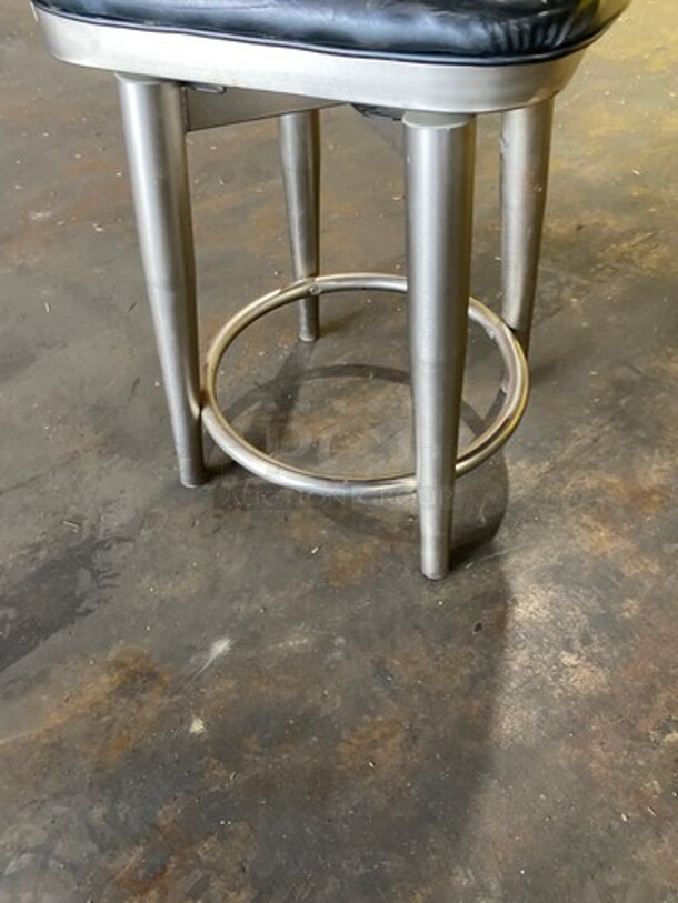 Black Cushioned Chairs! With Metal Base! With Footrest! 5x Your Bid! - Image 5 of 6