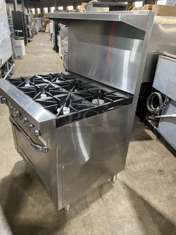 WOW! Southbend Commercial Natural Gas Powered 6 Burner Stove! With Raised Back Splash And Salamander Shelf! With Oven Underneath! All Stainless Steel! On Legs! Model: S36D SN: 14L05400 - Image 2 of 11