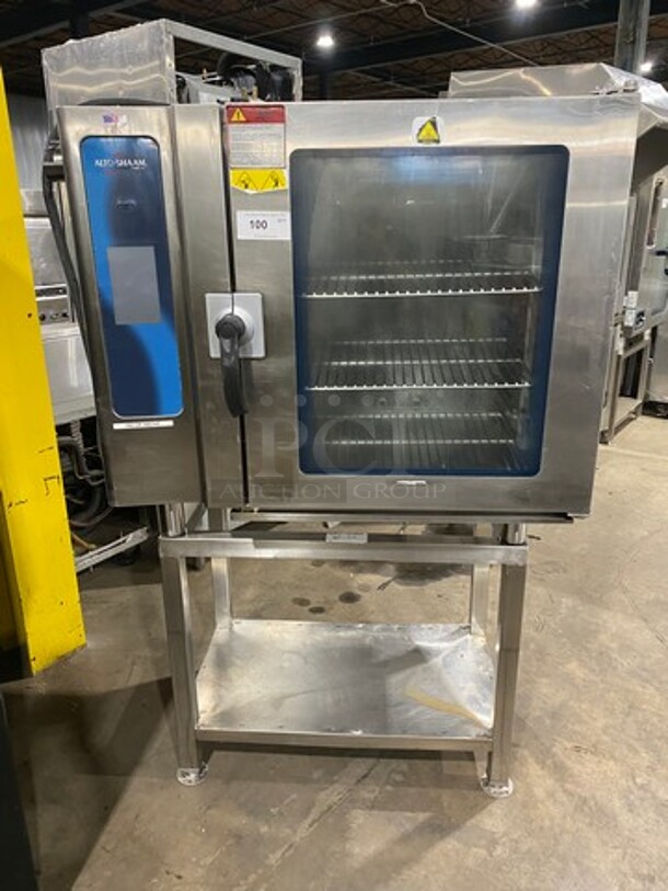 WOW! LATE MODEL 2014! Alto Shaam Commercial Combitherm Convection Oven! On Commercial Equipment Stand! All Stainless Steel! On Legs! Model: 1010ESI SN: 1399869000 208/240V 60HZ 1 Phase! Working When Removed!  - Image 1 of 10