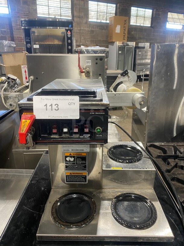 Bunn Commercial Countertop Coffee Brewing Machine! With 3 Pot Warming Stations! With Hot Water Dispenser! All Stainless Steel! Model CWTF15 Serial CWTF345097! 120V 1Phase! - Image 1 of 8