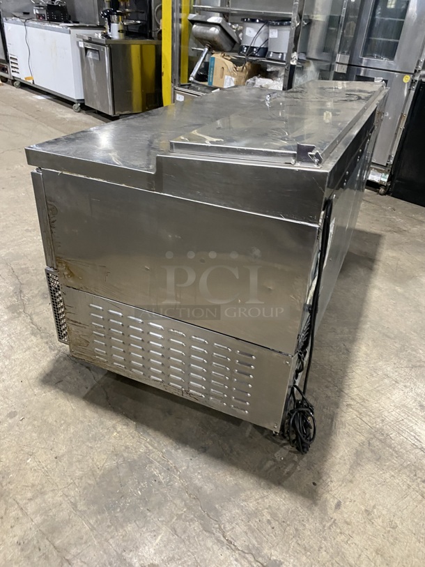Sweet! Continental Commercial Refrigerated Pizza Prep Table! With 3 Door Storage Space Underneath! All Stainless Steel! On Casters! Model: CPA68 SN: 15974548! 115V 1 Phase!  - Image 2 of 8