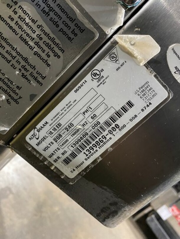 WOW! LATE MODEL 2014! Alto Shaam Commercial Combitherm Convection Oven! On Commercial Equipment Stand! All Stainless Steel! On Legs! Model: 1010ESI SN: 1399869000 208/240V 60HZ 1 Phase! Working When Removed!  - Image 8 of 10