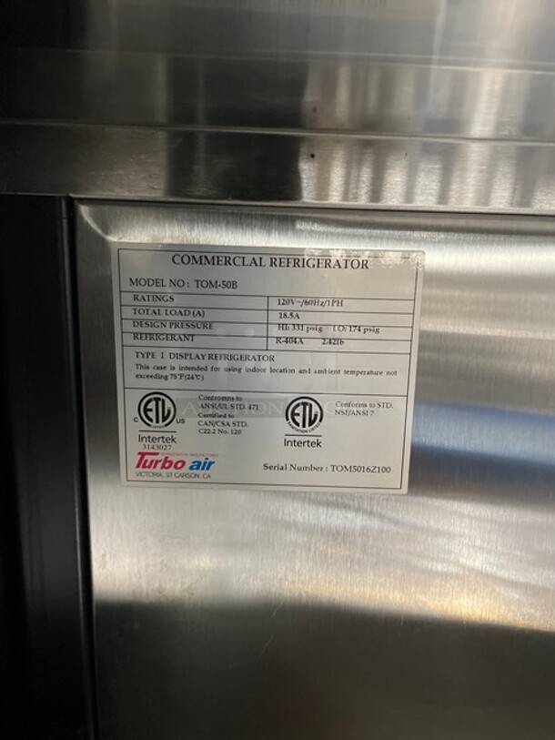 Turbo Air Commercial Refrigerated Open Grab-N-Go Case Merchandiser! With View Through Sides! All Stainless Steel! MODEL TOM50B SN:TOM5016Z100 120V 1PH - Image 6 of 9