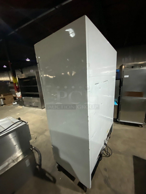 Turbo Air Commercial Refrigerated 2 Door Reach In Freezer Merchandiser! With View Through Doors! With Poly Coated Racks! Coated Stainless Steel Body! On Casters! Working When Removed! Model: TGF-49F SN: GF49506025 110-120/220-240V 60HZ 1 Phase - Image 4 of 10