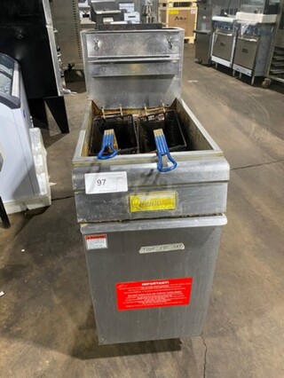 Qualite Commercial Natural Gas Powered Deep Fat Fryer! With Backsplash! With 2 Metal Frying Baskets! All Stainless Steel! Model: QL9NG