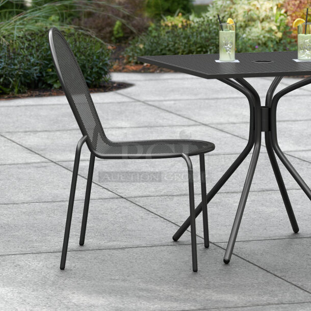 BRAND NEW SCRATCH & DENT!! Lancaster Table & Seating Harbor Black Outdoor Side Chair. Minor Scuffs & Scratches. 2x Your Bid.  - Image 2 of 2