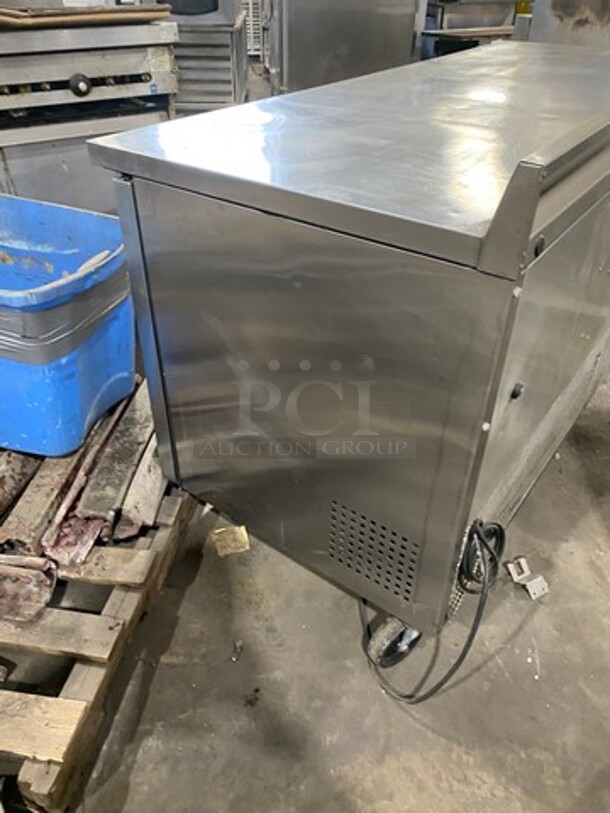 True Commercial 3 Door Refrigerated Lowboy/Worktop Cooler! With Backsplash! All Stainless Steel! On Legs! Model: TWT72 SN: 8048954 115V 60HZ 1 Phase! Working When Removed! - Image 4 of 8