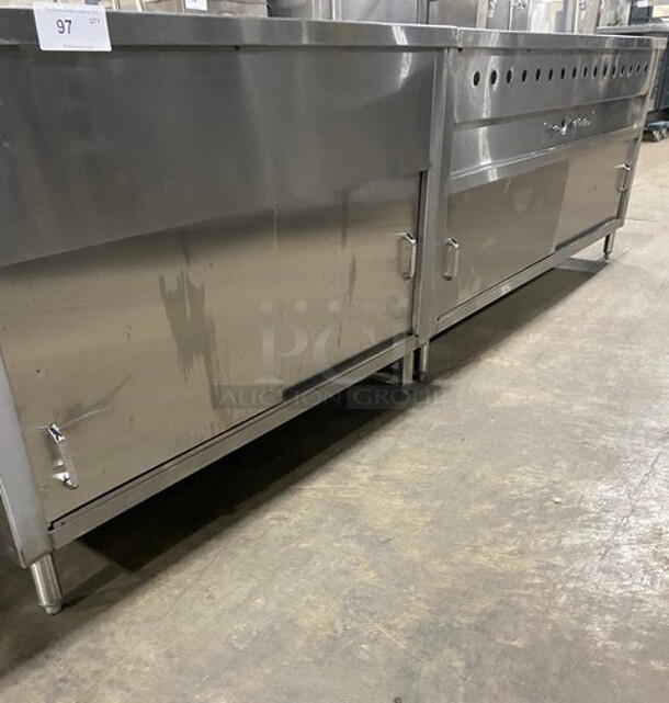 All Stainless Steel Custome Made Island Style Steam Table With Sneeze Guard! Half Gas Half Electric Powered! With Underneath Storage Space!  - Image 4 of 9