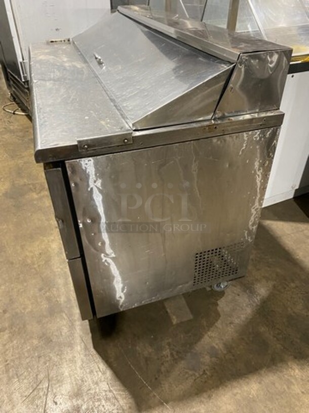 NICE! Turbo Air Commercial Refrigerated Mega Top Sandwich Prep Table! With 2 Drawer And Single Door Storage Space Underneath! All Stainless Steel! On Casters! Model: TST60SDD2 115V 60HZ 1 Phase - Image 2 of 9