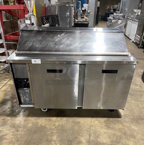 Randell Commercial Refrigerated Mega Top Sandwich Prep Table! With 2 Door Underneath Storage! All Stainless Steel! On Casters! MODEL 9040K7 SN:W14439141 115V 1PH 