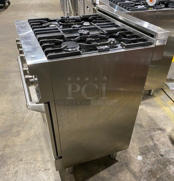 Zline Commercial Gas Powered 4 Burner Stove! With Oven Underneath! Stainless Steel! On Legs! MODEL RG30 SN:20062976049 120V  - Image 2 of 10