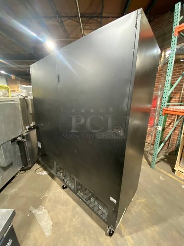 COOL! Universal Coolers Commercial 3 Door Reach In Freezer Merchandiser! With View Through Doors! With Poly Racks! On Casters! Model: EGDMF80B SN: 6115314921051102 115V/220V! - Image 4 of 9