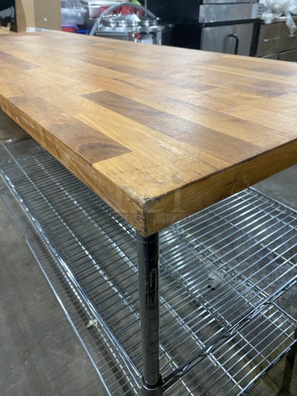 Butcher Block Tabletop With 2 Under Shelf Storage Space Under! - Image 4 of 7