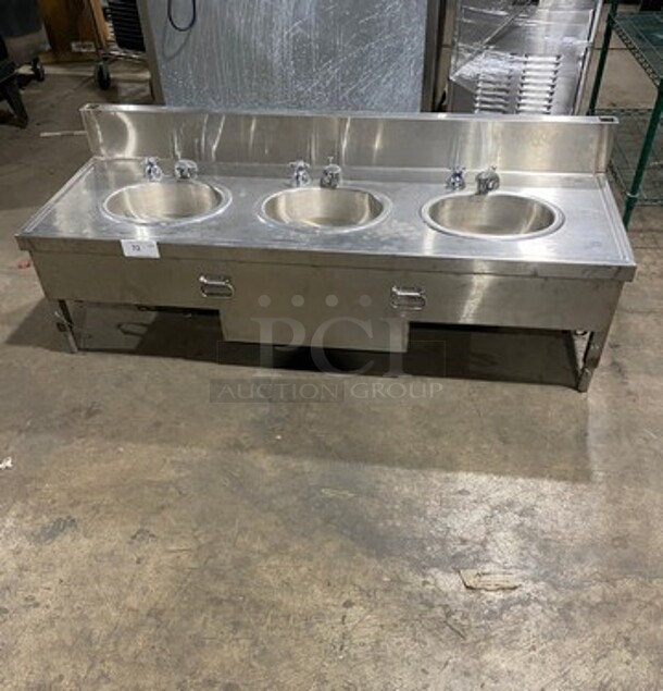 Outdoor Portable 3 Compartment Sink! With Back Splash! All Stainless Steel! - Image 1 of 7