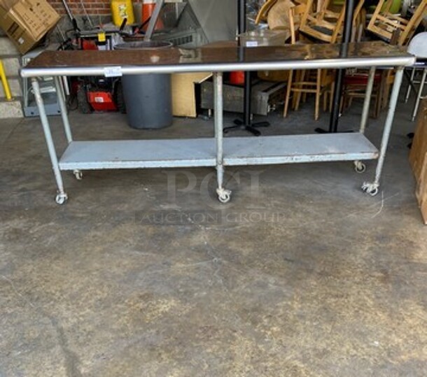 Solid Stainless Steel Work Top/ Prep Table! With Storage Space Underneath! On Casters! - Image 1 of 7