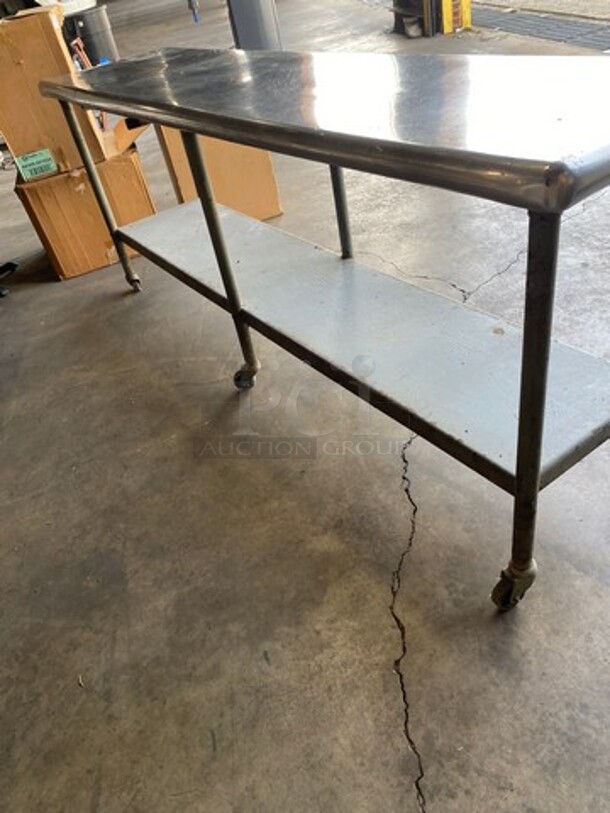 Solid Stainless Steel Work Top/ Prep Table! With Storage Space Underneath! On Casters! - Image 3 of 7