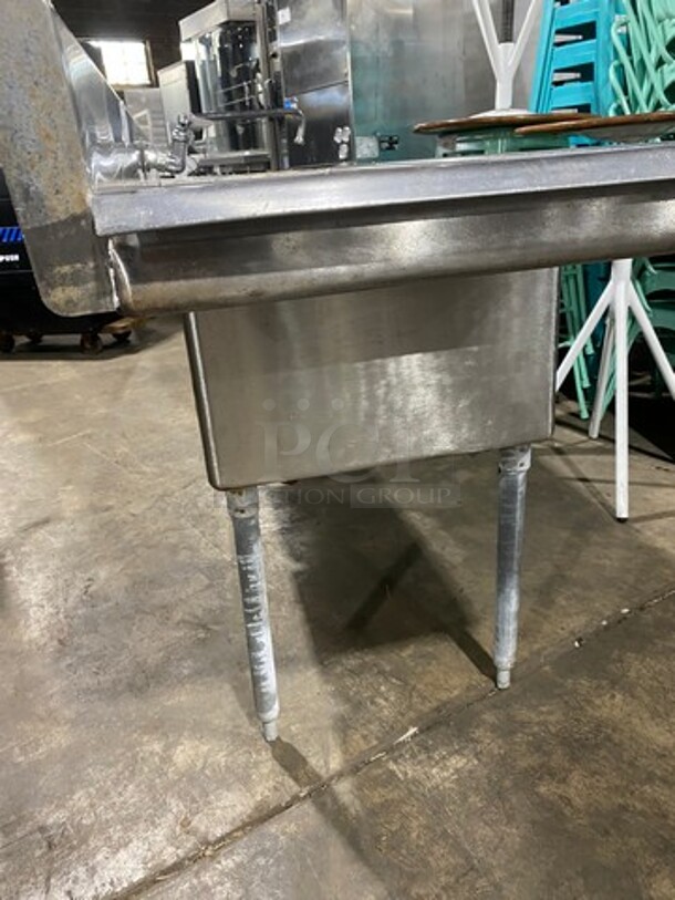 Aero Commercial 3 Compartment Dish Washing Sink! With Dual Side Drain Board! With Faucet And Handles! With Back Splash! All Stainless Steel! On Legs! - Image 3 of 9