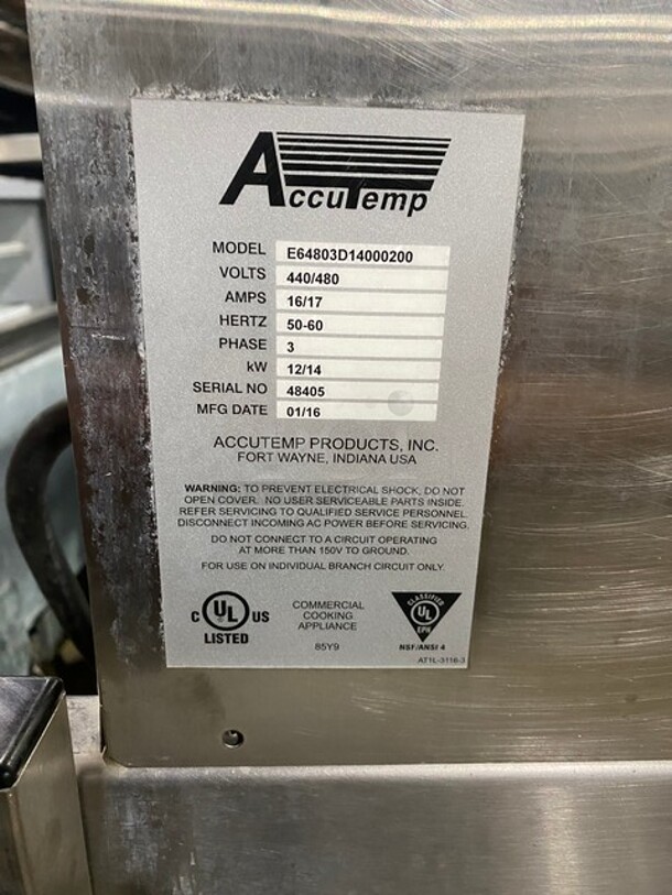 2016 Accutemp All Stainless Steel Commercial Electric Powered Double Deck Steame! Om Stand With Legs! 440/480 Volts, 3 Phase! 2 X Your Bid Makes One Unit!  - Image 7 of 11