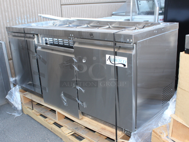 BRAND NEW SCRATCH & DENT! Avantco SS-CFT-72-HC 72" Stainless Steel Refrigerated Salad Bar / Cold Food Table. Middle door needs new hinges. - Image 4 of 5