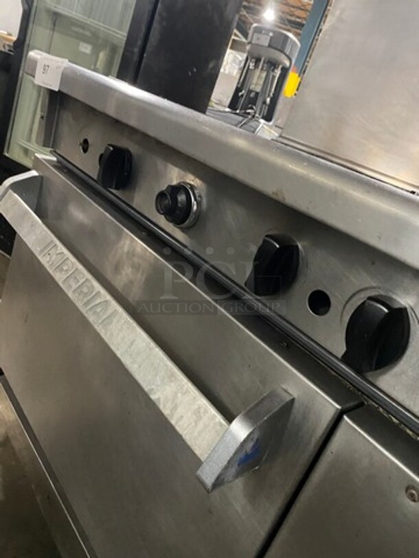 Imperial Commercial Natural Gas Powered 4 Burner Stove! With Raised Back Splash! With Oven Underneath! All Stainless Steel! On Casters! - Image 8 of 9