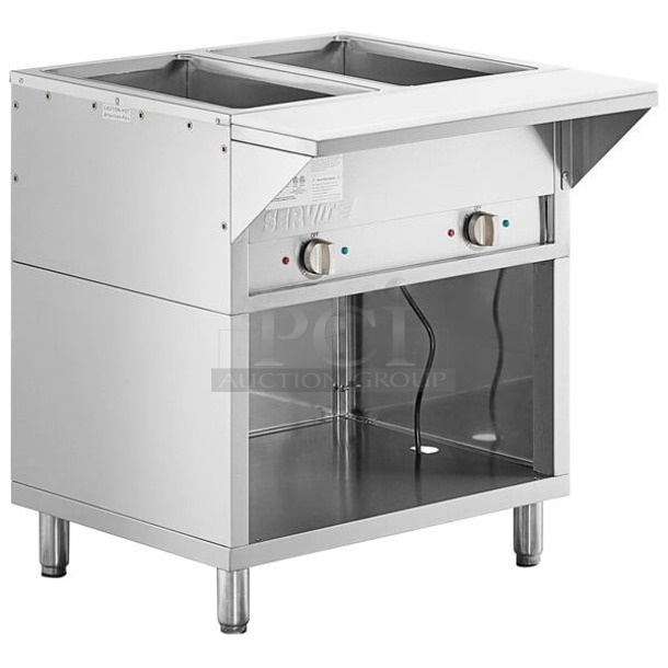 BRAND NEW SCRATCH & DENT! ServIt Two Pan Sealed Well Electric Steam Table with Partially Enclosed Base - 120V, 1000W 29-1/16x30-3/16x34 - Image 1 of 1
