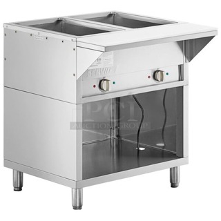 BRAND NEW SCRATCH & DENT! ServIt Two Pan Sealed Well Electric Steam Table with Partially Enclosed Base - 120V, 1000W 29-1/16x30-3/16x34