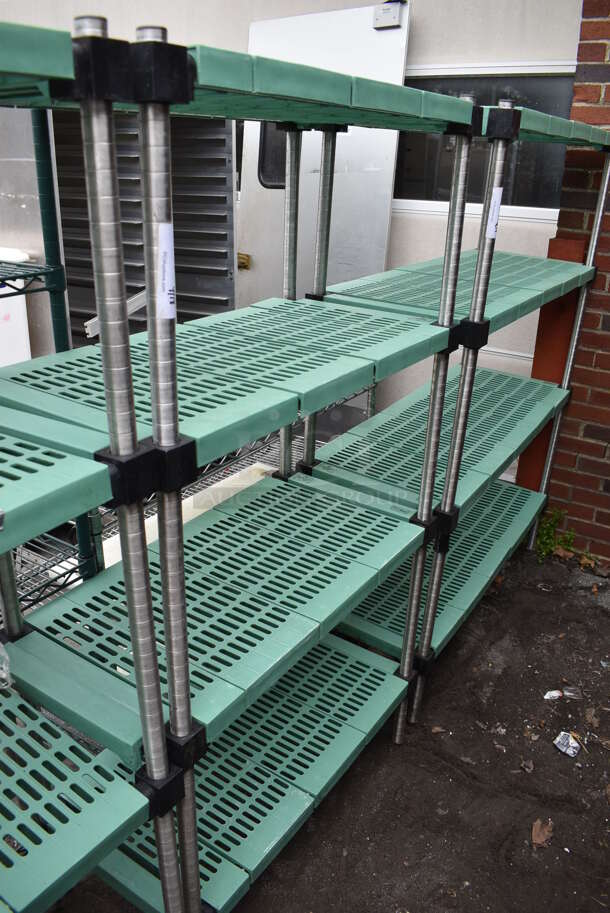 Metal and Poly 4 Tier Shelving Unit. BUYER MUST DISMANTLE. PCI CANNOT DISMANTLE FOR SHIPPING. PLEASE CONSIDER FREIGHT CHARGES. - Image 1 of 1