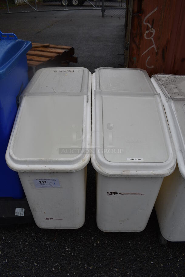 2 White Poly Ingredient Bin on Commercial Casters. 13x28x28. 2 Times Your Bid!