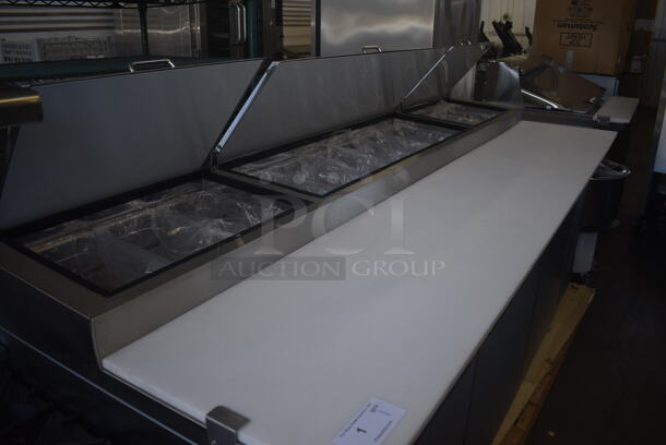 BRAND NEW SCRATCH AND DENT! Arctic Air APP94RZ 94" Three Door Pizza Prep Refrigerator Cooler Table w/ Cutting Board. 115 Volt, 1 Phase. Tested and Working! - Image 6 of 12