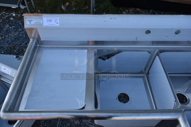 BRAND NEW SCRATCH AND DENT! Steelton 522S31818LRC Stainless Steel Commercial 3 Bay L Shaped Sink w/ Dual Drain Boards. Bays 18x18. Drain Boards 16x20 - Image 2 of 6