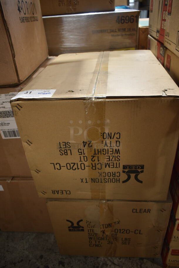 2 Boxes of 24 BRAND NEW IN BOX! GET CR-0120-CL Clear Poly 1 -1/5 Quart Salad Crock w/ Lid. 2 Times Your Bid! - Image 2 of 3