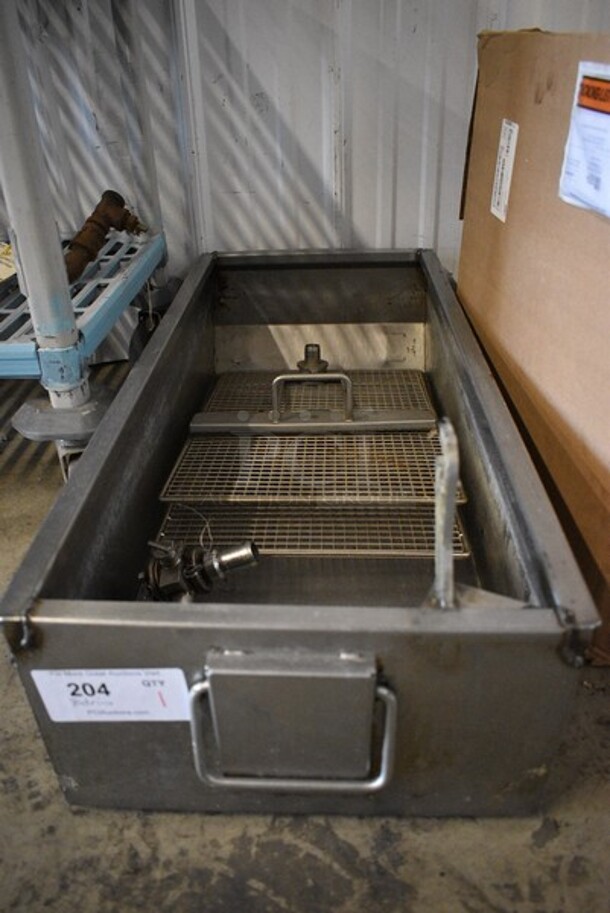 Metal Commercial Grease Tray w/2 Metal Screens and Hook Up. 15x34x12 