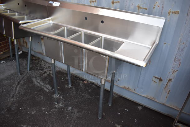 BRAND NEW SCRATCH AND DENT! KoolMore SC101410-1283 Stainless Steel Commercial 3 Bay Sink w/ Dual Drain Boards. 54x20x45. Bays 10x14x10 - Image 3 of 6