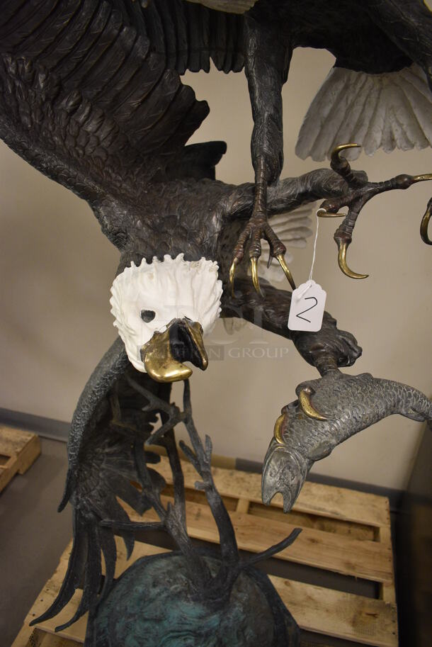 GLORIOUS Cast Bronze Statue of 2 Eagles Fighting Over a Fish - Image 6 of 7