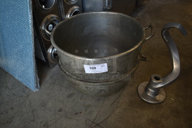 Hobart H600 Metal Commercial 60 Quart Mixing Bowl and Hobart 60DI 60 Quart Dough Hook Attachment. - Image 2 of 6