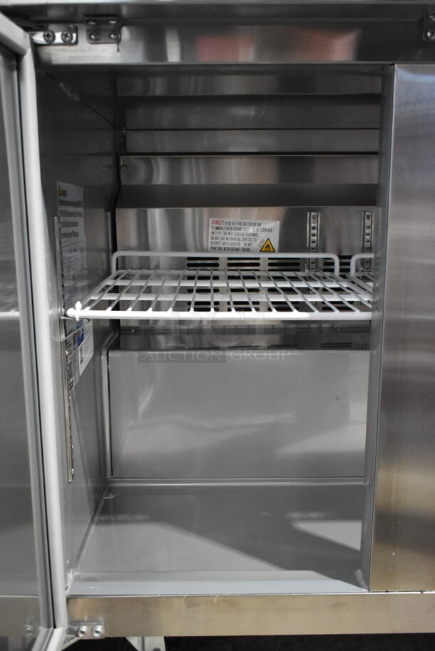 BRAND NEW SCRATCH AND DENT! 2023 Avantco  Stainless Steel Commercial 2 Door Work Top Cooler on Commercial Casters. 115 Volts, 1 Phase. Tested and Working! - Image 5 of 7