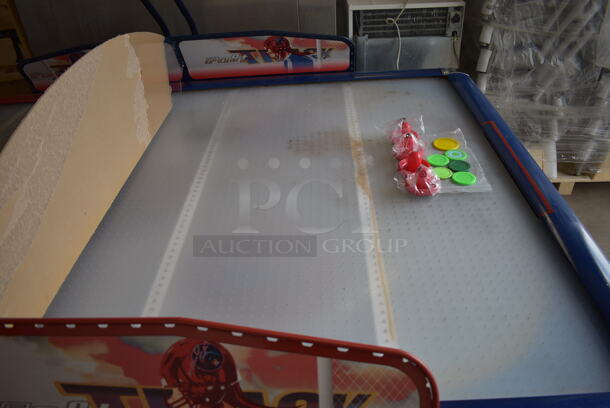 SAM Metal Commercial Floor Style Air Hockey Table w/ Bill and Coin Acceptor, 4 Pucks, 6 Pucks and Keys. 115 Volts, 1 Phase. 100x76x73. Tested and Working! - Image 6 of 11