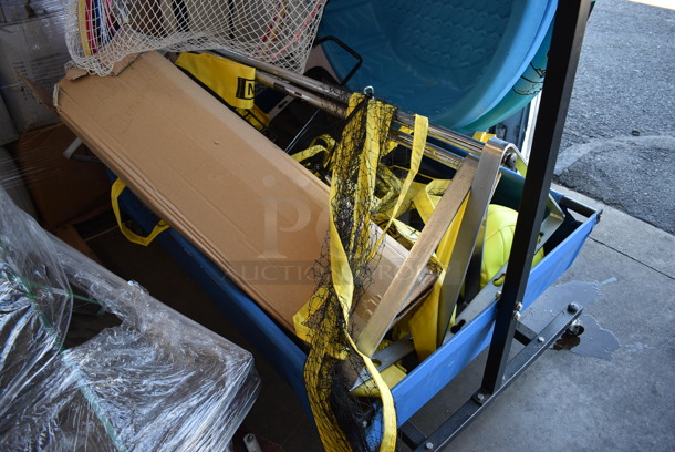 ALL ONE MONEY! Lot of Metal Rack, Goal Net, Wall Mount Metal Pull Up Bar, 3 Pools and 5 Hula Hoops - Image 6 of 7