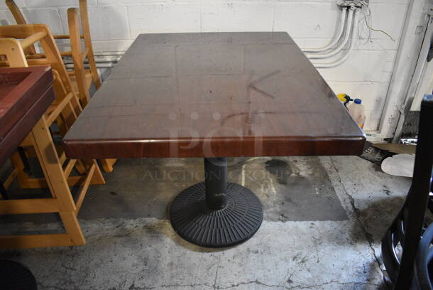 2 Wood Pattern Tables on Black Metal Table Base. 42x30x30. 2 Times Your Bid!