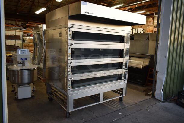 2017 Miwe CO 4.1408 Stainless Steel Commercial Floor Style Electric Powered 4 Deck Artisan Bakery Oven w/ Hood on Commercial Casters. 208 Volts, 3 Phase. - Image 4 of 10