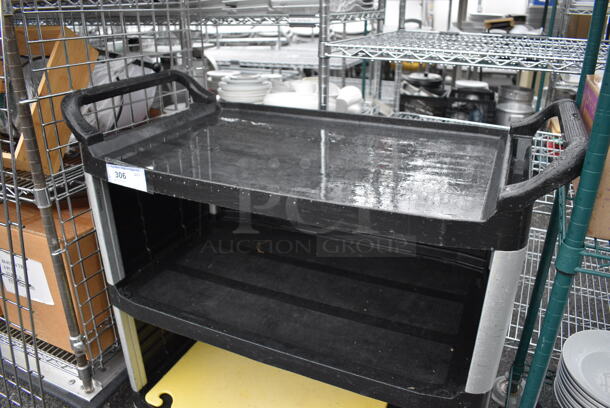 Black Poly 3 Tier Cart w/ Push Handles on Commercial Casters. 40x20x39 - Image 3 of 4