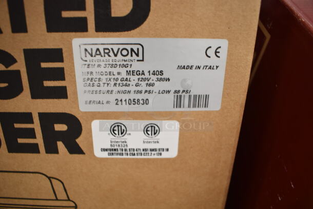 BRAND NEW IN BOX! Narvon MEGA 140S 378D10G1 Stainless Steel Commercial Single 10 Gallon Bowl Refrigerated Beverage Dispenser. 120 Volts, 1 Phase. Tested and Working! - Image 3 of 3