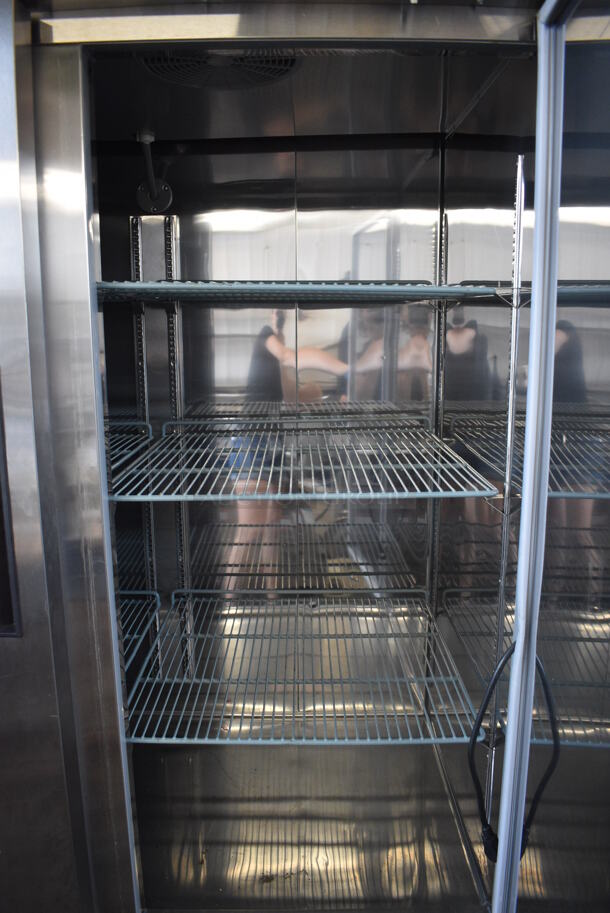 BRAND NEW SCRATCH AND DENT! KoolMore Model RIF-2D-SS Stainless Steel Commercial 2 Door Reach In Freezer w/ Poly Coated Racks and Keys on Commercial Casters. 115 Volts, 1 Phase. 53x33x82. Tested and Working! - Image 9 of 9