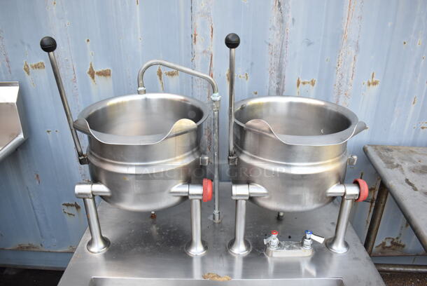 Cleveland Stainless Steel Commercial Tilting Kettle Stand w/ 2 Cleveland KDT-6T Tilting Steam Kettles. 35.5x34x55 - Image 5 of 7