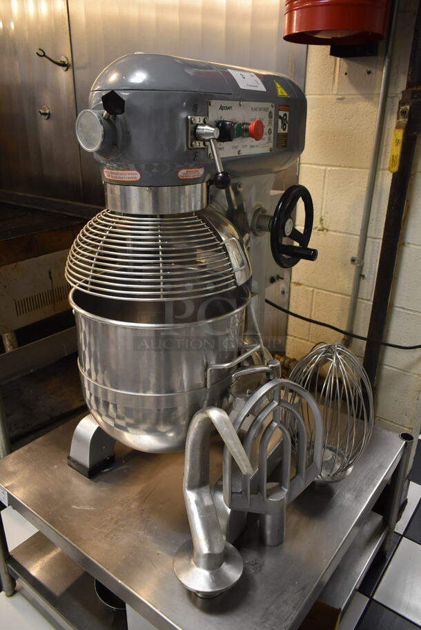 Adcraft PM-30 Metal Commercial Countertop 30 Quart Planetary Dough Mixer w/ Stainless Steel Mixing Bowl, Bowl Guard, Paddle, Whisk and Dough Hook Attachments. 120 Volts, 1 Phase. Tested and Working! (kitchen)  - Image 1 of 8