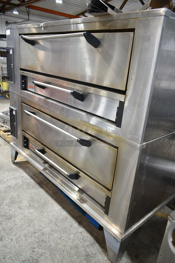2 Marsal and Sons SD1060 Stainless Steel Commercial Natural Gas Powered Single Deck Pizza Oven on Metal Legs w/ Cooking Stones. 2 Times Your Bid! - Image 1 of 10